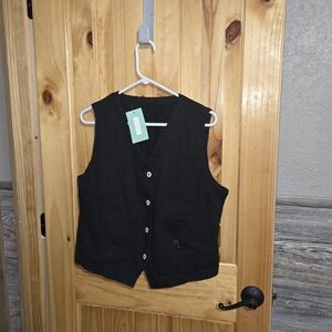 NWT New Collection Black Denim Vest Size L